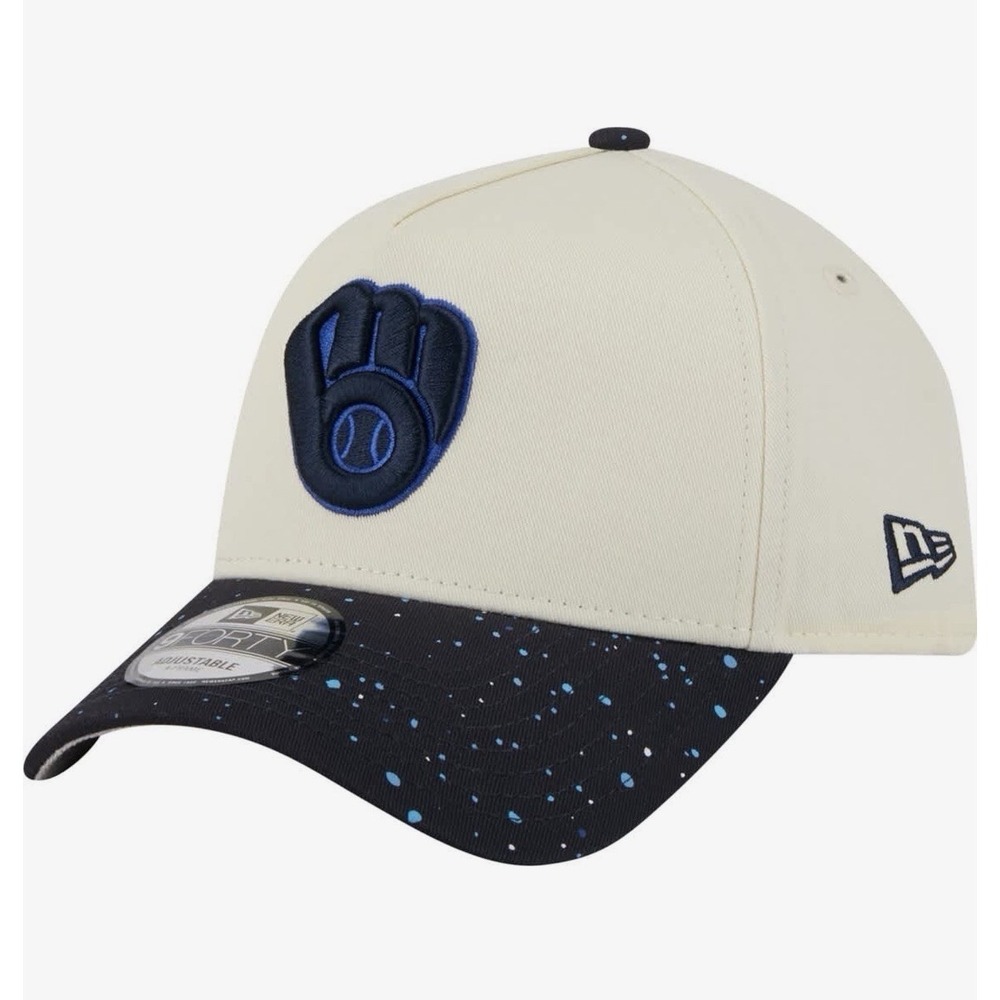 Men's Milwaukee Brewers New Era Cream Speckle A-Frame 9FORTY Adjustable Hat New